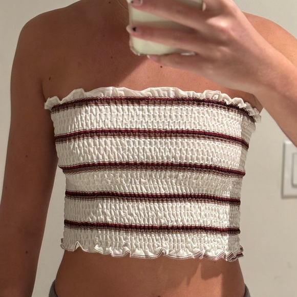 Tube top with red and brown stripes - Picture 1 of 3